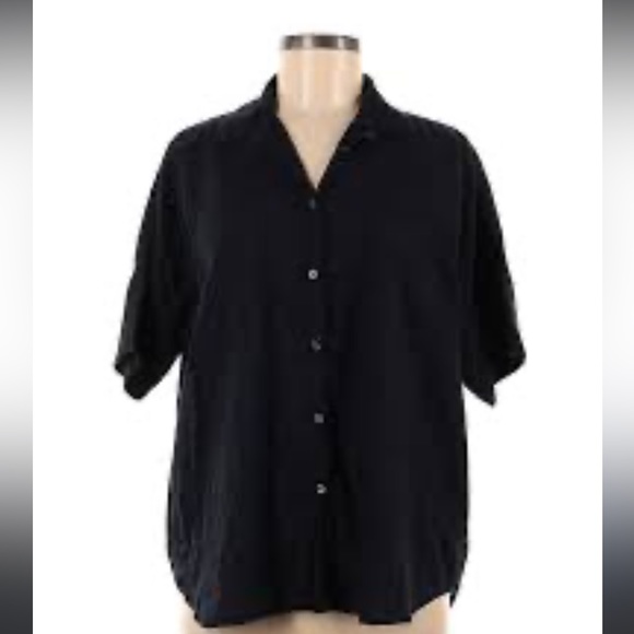 BillaBong women’s black oversized cropped button down shirt S L111-5 - Picture 1 of 6